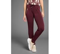 Jogger Pants LAURA SCOTT, Damen, Gr. 42, N-Gr, rot (bordeaux), Jersey, Obermaterial: 95% Polyester, 5% Elasthan, bequem knöchellang, Hosen, mit Reißverschlusstaschen (74687905-42) bordeaux