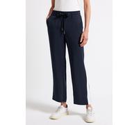 Jogger Pants STREET ONE, Damen, Gr. 32, Länge 28, blau (tiefblau), Stoff, 100% Viskose, unifarben, loose fit knöchelfrei, Hosen, Middle Waist (99845447-32) tiefblau