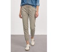 Jogger Pants STREET ONE, Damen, Gr. 34, Länge 28, beige (buff grau), Web, 98% Baumwolle, 2% Elasthan, unifarben, loose fit knöchelfrei, Hosen, aus Baumwolle mit Stretchanteil (62793626-34) buff grau