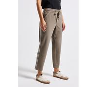 Jogger Pants STREET ONE, Damen, Gr. 34, Länge 28, braun (bark braun), Stoff, 55% Polyester, 21% Baumwolle, 21% Lyocell, 3% Elasthan, unifarben, normal knöchelfrei, Hosen, Middle Waist (26903740-34) ba