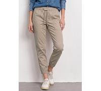 Jogger Pants STREET ONE, Damen, Gr. 38, Länge 28, beige (quiet ivory), Web, 97% Baumwolle, 3% Elasthan, unifarben, loose fit knöchelfrei, Hosen, aus Baumwolle mit Stretchanteil (98813623-38) quiet ivo