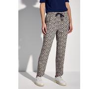 Jogger Pants STREET ONE, Damen, Gr. 38, Länge 28, blau (tiefblau), Stoff, 100% Viskose, bedruckt, loose fit lang, Hosen, im Joggstyle (11652756-38) tiefblau