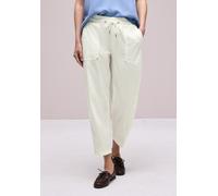 Jogger Pants STREET ONE, Damen, Gr. 38, Länge 28, weiß (sanftes weiß), Web, 98% Baumwolle, 2% Elasthan, unifarben, loose fit knöchelfrei, Hosen, im Papertouch (47022700-38) sanftes weiß
