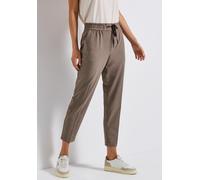 Jogger Pants STREET ONE, Damen, Gr. 40, Länge 28, braun (nomad braun), Stoff, 45% Polyester, 45% Viskose, 10% Elasthan, unifarben, slim fit knöchelfrei, Hosen, Middle Waist (68752839-40) nomad braun