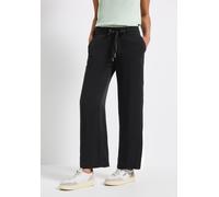 Jogger Pants STREET ONE, Damen, Gr. 40, Länge 28, schwarz, Stoff, 100% Viskose, unifarben, loose fit knöchelfrei, Hosen, Middle Waist (28049751-40) schwarz