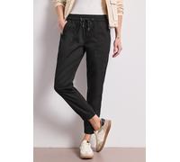 Jogger Pants STREET ONE, Damen, Gr. 42, Länge 28, schwarz, Web, 97% Baumwolle, 3% Elasthan, unifarben, loose fit knöchelfrei, Hosen, aus Baumwolle mit Stretchanteil (96652307-42) schwarz