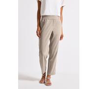 Jogger Pants STREET ONE, Damen, Gr. 44, Länge 28, beige (morning beige), Stoff, 47% Viskose, 45% Polyester, 4% Elasthan, 4% Polyamid, unifarben, loose fit knöchelfrei, Hosen, Middle Waist (90608402-44