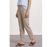 Stoffhose STREET ONE "Style Bonny", Damen, Gr. 46, Länge 28, beige (sepia sand), Web, Obermaterial: 82% Viskose, 18% Polyamid, unifarben, loose fit lang, Hosen Stoffhose, Slim Leg Hose im Loose Fit mi