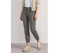 Jogger Pants STREET ONE, Damen, Gr. 46, Länge 28, grau (overcast grau), Web, 98% Baumwolle, 2% Elasthan, unifarben, loose fit knöchelfrei, Hosen, aus Baumwolle mit Stretchanteil (62794267-46) overcast