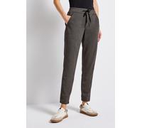 Jogger Pants STREET ONE, Damen, Gr. 46, Länge 30, braun (deep roast braun), Jersey, 76% Polyester, 24% Viskose, unifarben, loose fit lang, Hosen, Middle Waist (39058351-46) deep roast braun