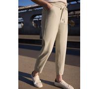 Jogger Pants STREET ONE STUDIO, Damen, Gr. 36, Länge 28, beige (stone sand meliert), Stoff, 63% Polyester, 34% Viskose, 3% Elasthan, unifarben mit Farbeinsatz, loose fit knöchelfrei, Hosen, Middle Wai