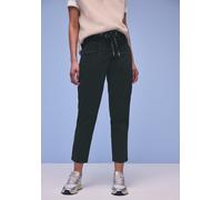 Jogger Pants STREET ONE "Style Bonny", Damen, Gr. 34, Länge 28, pine grove grün, Web, Obermaterial: 60% Lyocell, 37% Baumwolle, 3% Elasthan, unifarben, 7/8-Länge, Hosen, mit Cargo-Taschen und Kordelzu