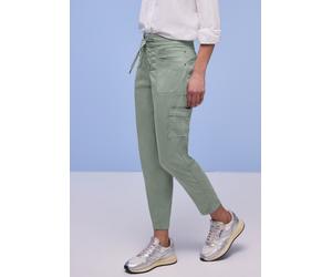 Jogger Pants STREET ONE "Style Bonny", Damen, Gr. 40, Länge 28, grün (schwarz mint grün (länge 28)), Web, Obermaterial: 60% Lyocell, 37% Baumwolle, 3% Elasthan, unifarben, 7/8-Länge, Hosen Jogger Pant