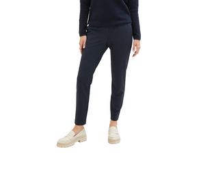 Jogger Pants TOM TAILOR "Loose - Slim", Damen, Gr. 42, Länge 32, blau (marine), Web, Obermaterial: 60% Viskose, 34% Polyamid, 6% Elasthan, unifarben, lässig geschnitten lang, Hosen, mit Bundfalten (39