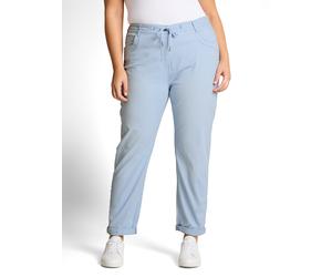 Jogger Pants TOM TAILOR PLUS, Damen, Gr. 46, Länge 28, kentucky blau, Web, Obermaterial: 92% Baumwolle, 5% Polyester, 3% Elasthan. Futter: 100% Baumwolle, 7/8-Länge, Hosen, im 5-Pocket-Stil mit Stretc