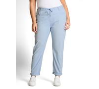 Jogger Pants TOM TAILOR PLUS, Damen, Gr. 52, Länge 28, kentucky blau, Web, Obermaterial: 92% Baumwolle, 5% Polyester, 3% Elasthan. Futter: 100% Baumwolle, 7/8-Länge, Hosen, im 5-Pocket-Stil mit Stretc