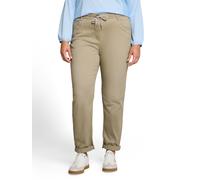 Jogger Pants TOM TAILOR PLUS, Damen, Gr. 54, Länge 28, silber olive, Web, Obermaterial: 92% Baumwolle, 5% Polyester, 3% Elasthan. Futter: 100% Baumwolle, 7/8-Länge, Hosen, im 5-Pocket-Stil mit Stretch