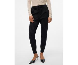 Jogger Pants VERO MODA "VMEVA MR LOOSE STRING PANT GA NOOS", Damen, Gr. L (40), Länge 30, schwarz (schwarz stripes:snow weiß pinstripe), Web, Obermaterial: 65% Viskose, 30% Nylon, 5% Elasthan, gestrei