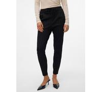Jogger Pants VERO MODA "VMEVA MR LOOSE STRING PANT GA NOOS", Damen, Gr. XL (42), Länge 32, schwarz (schwarz stripes:snow weiß pinstripe), Web, Obermaterial: 65% Viskose, 30% Nylon, 5% Elasthan, gestre
