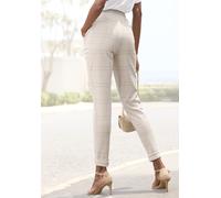 Jogger Pants VIVANCE "aus bequemen Stretchstoff", Damen, Gr. 40, N-Gr, beige (beige, rosa kariert), Stoff, Obermaterial: 79% Polyester, 19% Viskose, 2% Elasthan, kariert, figurumspielend knöchelfrei,