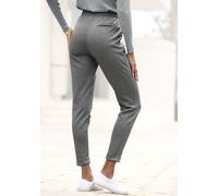 Jogger Pants VIVANCE "aus bequemen Stretchstoff", Damen, Gr. 42, N-Gr, grau (grau gestreift), Stoff, Obermaterial: 78% Polyester, 20% Viskose, 2% Elasthan, gestreift, figurumspielend knöchelfrei, Hose