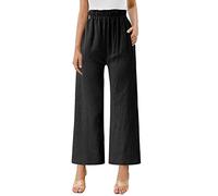 Jogging Hose Damen Drache Frauen und lose Baumwolle Leinen Hosen solide lässige Leinen Hosen lässige einfache Hosenhose Schlafanzug Hose Damen (Black, L)