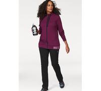 Jogginganzug H.I.S, Damen, Gr. 56, lila (beere), Obermaterial: 50% Baumwolle, 50% Polyester, unifarben, bequem, Sportanzüge Jogginganzug, Große Größen (500443-56) beere