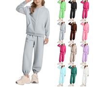 Jogginganzug Mädchen Jungen 2 Teilig Sportbekleidung Kinder Unisex Zip Hoodie Jogginghose Outfit Einfarbige Warme Trainingsanzug Sportanzug Sets Schule Bekleidungssets (White, 9-10 Years)