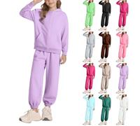 Jogginganzug Mädchen Jungen 2 Teilig Sportbekleidung Kinder Unisex Zip Hoodie Jogginghose Outfit Einfarbige Warme Trainingsanzug Sportanzug Sets Schule Bekleidungssets (Blackish Green, 7-8Years)