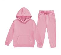 Jogginganzug Mädchen Jungen 2 Teilige Sportbekleidung Sportlich Rippensaum Hoodie Jogginghose Outfit Einfarbige Warme Trainingsanzug Sportanzug Sets Schule Freizeitanzug (Pink, 18-24 Months)