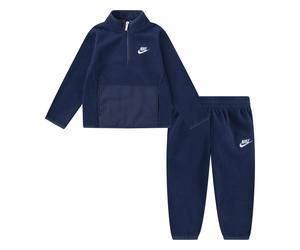 Jogginganzug NIKE SPORTSWEAR "LIFESTYLE ESSENT 1/2 ZIP SET", Jungen, Gr. 80 (12), blau (midnight navy), Obermaterial: 100% Polyester, Sportanzüge Jogginganzug, für Babys und Kleinkinder, mit halbem Re