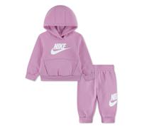 Jogginganzug NIKE SPORTSWEAR "NKN CLUB FLEECE SET", Jungen, Gr. 12M, pink rise, Sweatware, Obermaterial: 60% Baumwolle, 40% Polyester, Sportanzüge Jogginganzug, mit Kapuze, mit elastischem Bund und ge