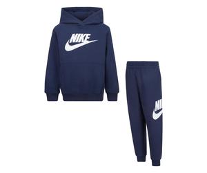 Jogginganzug NIKE SPORTSWEAR "NKN CLUB FLEECE SET", Jungen, Gr. 7 (122), blau (midnight navy), Sweatware, Obermaterial: 60% Baumwolle, 40% Polyester, Sportanzüge Jogginganzug, mit Kapuze, mit elastisc