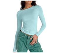 Jogginganzug y2k Pullover Damen Tops für Seidensticker Bluse Silvester Strickrock Und Party Oberteil Poncho Top(M, Light Blue)