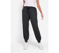 Jogginghose BONPRIX, Damen, Gr. 36/38 (S), N-Gr, schwarz, Obermaterial: 60% Baumwolle, 40% Polyester, loose fit, Hosen Jogginghose, aus Baumwolle und Polyester, lockere Passform, elastische Bündchen (