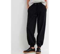Jogginghose BONPRIX, Damen, Gr. 48/50 (XL), N-Gr, schwarz, Obermaterial: 60% Baumwolle, 40% Polyester, loose fit, Hosen Jogginghose, aus Baumwolle und Polyester, lockere Passform, elastische Bündchen