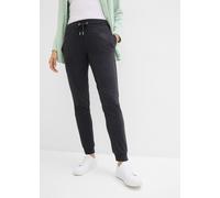 Jogginghose BONPRIX, Damen, Gr. 56/58 (XXXL), N-Gr, schwarz meliert, Web, Obermaterial: 57% Baumwolle, 38% Polyester, 5% Elasthan, loose fit, Hosen Jogginghose, aus Stretch-Material, lockere Passform,