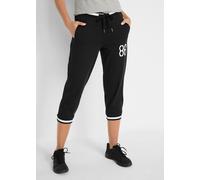 Jogginghose BONPRIX "Jogginghose, 3/4-Länge aus Baumwollmix", Damen, Gr. 40/42 (M), N-Gr, schwarz (schwarz bedruckt), Obermaterial: 95% Baumwolle, 5% Elasthan, regular fit, Hosen Jogginghose, aus Baum