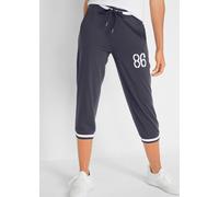 Jogginghose BONPRIX "Jogginghose, 3/4-Länge aus Baumwollmix", Damen, Gr. 44/46 (L), N-Gr, blau (nachtblau bedruckt), Obermaterial: 95% Baumwolle, 5% Elasthan, regular fit, Hosen Jogginghose, aus Baumw