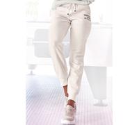 Jogginghose BUFFALO, Damen, Gr. 36/38, N-Gr, weiß, angeraute Sweatware, Obermaterial: 60% Baumwolle, 40% Polyester, unifarben, bequem lang, Hosen, mit seitlichen Eingrifftaschen, Loungeanzug (27120562
