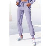 Jogginghose BUFFALO, Damen, Gr. 40/42, N-Gr, lila (lavendel), angeraute Sweatware, Obermaterial: 60% Baumwolle, 40% Polyester, unifarben, bequem lang, Hosen, mit seitlichen Eingrifftaschen, Loungeanzu