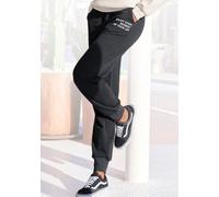 Jogginghose BUFFALO "- Relaxhose", Damen, Gr. 44/46, N-Gr, schwarz, angeraute Sweatware, Obermaterial: 60% Baumwolle, 40% Polyester, unifarben, bequem lang, Hosen Jogginghose, mit seitlichen Eingrifft