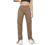 Jogginghose Damen Cargohose Herbst Winter Straight Leg Sporthose Y2K Baggy Hosen Leichte Trekkinghose High Waist Wanderhose Casual Bequeme Sweathose Lang Freizeithose Mit Taschen Outdoorhose