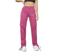 Jogginghose Damen Cargohose Herbst Winter Straight Leg Sporthose Y2K Baggy Hosen Leichte Trekkinghose High Waist Wanderhose Casual Bequeme Sweathose Lang Freizeithose Mit Taschen Outdoorhose