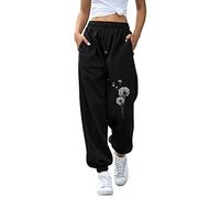Jogginghose Damen, Damen Jogginghose Lang High Waist Trainingshose mit Taschen Blumen Drucken Sporthose Freizeithose mit Tunnelzug Frauen Lose Sweathose Jogging Hose Laufhosen Sweatpants