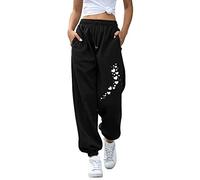Jogginghose Damen, Damen Jogginghose Lang High Waist Trainingshose mit Taschen Blumen Drucken Sporthose Freizeithose mit Tunnelzug Frauen Lose Sweathose Jogging Hose Laufhosen Sweatpants
