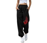 Jogginghose Damen, Damen Jogginghose Lang High Waist Trainingshose mit Taschen Schmetterling Drucken Sporthose Freizeithose Frauen Kordelzug Sweathose Jogging Hose Sweatpants Laufhosen