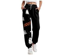 Jogginghose Damen Haremshose Loose Yoga Hosen Sporthosen Elastischer Bund Sweatpants High Waist Sweatpants Gradient Print Freizeithose Gothic Hose Halloween Kostüm Skull Motiv Jogginghose Sporthose