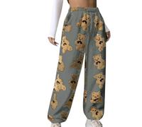 Jogginghose Damen Teddy Fleece Pyjamahose High Waist Thermohose Elegant Winter Warm Hosen Frauen Plüsch Schlafhose Elastischer Bund Winterhose Flauschig Einfarbig Freizeithose Loose Schlafanzughose