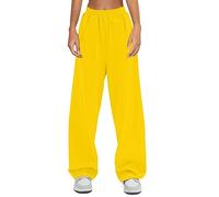 Jogginghose Damen, Trainingshose Damen Trainingsanzug Baggy Hose Gym Hose Jogpants Damen Elegant Relaxhose Hosen High Waist Damen Jogginghose Outdoorhose Sweatpants Outdoor Hosen Für(Gelb,S)